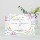 Invitation Élégant Magnolia Floral Engagement Party (Debout devant)