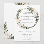 Invitation Élégant Magnolia Floral Greenery Mariage (Devant / Derrière)