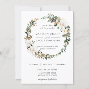 Invitation Élégant Magnolia Floral Greenery Mariage