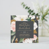 Invitation Élégant Magnolia | Mariage Carré noir et blanc (Debout devant)