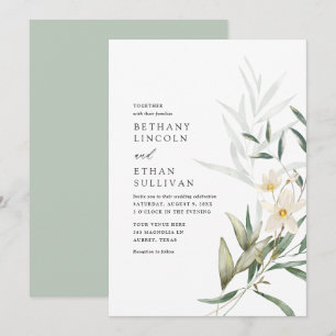Invitation Elégant Magnolia Mariage de verdure