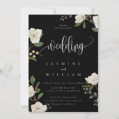 Invitation Élégant Magnolia Mariage photo moderne (Devant)