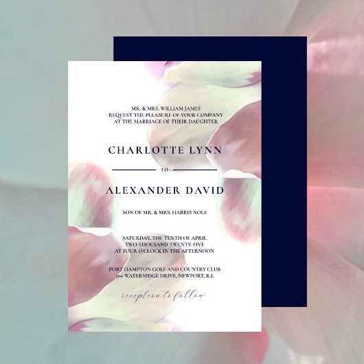 Invitation Élégant Magnolia Mariage rose et blanc