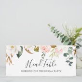 Invitation Élégant Magnolia | Panneau de la table de tête du  (Debout devant)