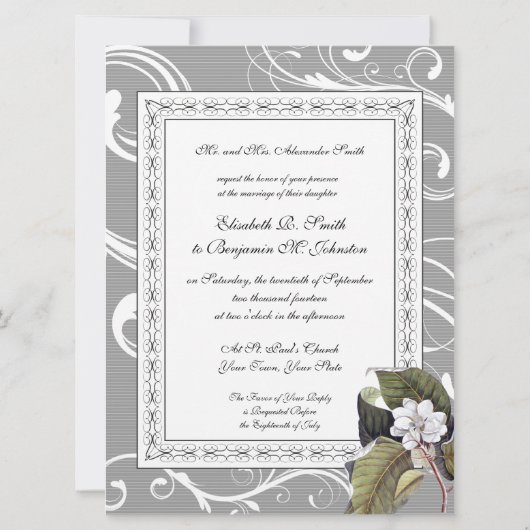 Invitation Elégant Magnolia Sud Belle Mariage (Dos)