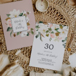 Invitation Élégant Magnolia | White and Blush 30th Birthday<br><div class="desc">Cette élégante invitation magnolia blanche et rousse 30ème anniversaire est parfaite pour un événement moderne classe. La décoration florale douce est composée de pivoines roses vertes et aquarelles, de magnifiques fleurs de magnolia blanches et de coton avec de l'or et des feuilles verts dans un agencement luxueux. Personnalisez le dos...</div>