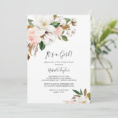 Invitation Élégant Magnolia | White and Blush C'est une fille (Debout devant)