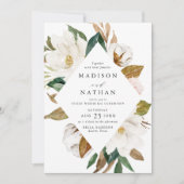 Invitation Elégant Magnolias blanc et Mariage floral (Devant)