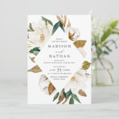Invitation Elégant Magnolias blanc et Mariage floral (Debout devant)