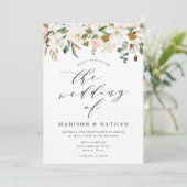 Invitation Elégant Magnolias blanc et Mariage floral (Debout devant)