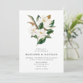 Invitation Elégant Magnolias blanc et Mariage verdoyant (Debout devant)