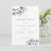 Invitation Élégant Magnolias élégant Dîner de répétition d'or (Debout devant)