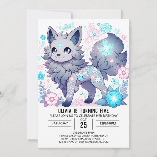 Invitation Elégant Majestic Wolf Digital Anniversaire (Devant)