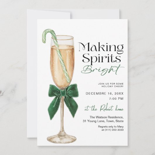 Invitation Elegant Making Spirits Bright Holiday party (Devant)