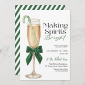 Invitation Elegant Making Spirits Bright Holiday party (Devant / Derrière)