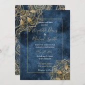 Invitation Elégant Mandala Blue Whimsy Design (Devant / Derrière)