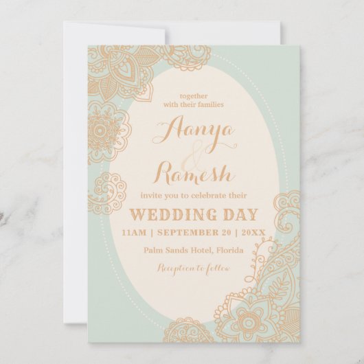 Invitation Élégant Mandala Cercle pointillé Mehndi Mariage (Devant)