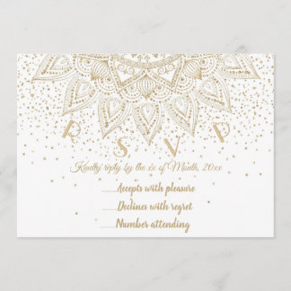 Invitation Elégant Mandala Confetti Design Or