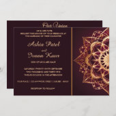 Invitation Élégant Mandala de Bourgogne (Devant / Derrière)