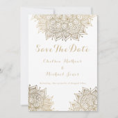 Invitation Elégant mandala floral or blanc Enregistrer la dat (Devant)
