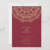 Invitation Elégant Mandala Gold Dark Red Mariage indien (Devant)