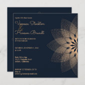 Invitation Elégant Mandala on Blue (Devant / Derrière)