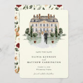 Invitation Elégant Manoir De Pays | Enregistrer la date (Devant / Derrière)