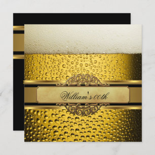 Invitation Élégant Mans Beer Black Gold Hommes de fête d'anni