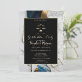 Invitation Élégant Marble Gold Law School de la partie de gra (Debout devant)