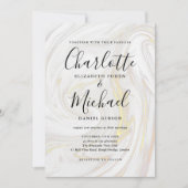 Invitation Élégant marbre Agate Signature Script Mariage (Devant)