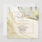 Invitation Elégant marbre blanc or Mariage moderne (Devant)