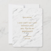 Invitation Elégant Marbre blanc & Or Serez-Vous Bridesmaid (Dos)