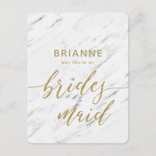 Invitation Elégant Marbre blanc & Or Serez-Vous Bridesmaid