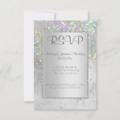 INVITATION ELEGANT MARBRE D'ARGENT HOLOGRAPHIQUE RSVP (Devant)
