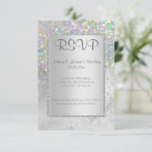 INVITATION ELEGANT MARBRE D'ARGENT HOLOGRAPHIQUE RSVP (Debout devant)