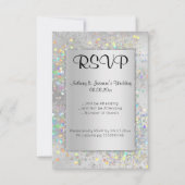 INVITATION ELEGANT MARBRE D'ARGENT HOLOGRAPHIQUE RSVP (Devant)