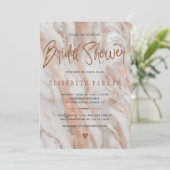 Invitation Elégant marbre luxe rose or nuptiale douche (Debout devant)