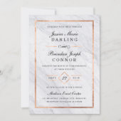 Invitation Élégant marbre moderne et Mariage or Rose (Devant)