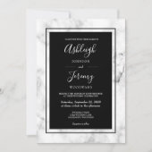 Invitation Élégant marbre moderne noir blanc Mariage (Devant)