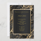 INVITATION ÉLÉGANT MARBRE NOIR OR METALLIQUE MARIAGE (Devant)