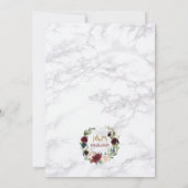 Invitation Elégant Marbre Or Marsala Marine Bleu Floral Fleur (Dos)
