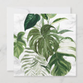 Invitation Elégant Marbre Or Tropical Wreath Carré douche (Dos)