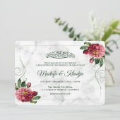 Invitation Élégant marbre rose floral Mariage musulman islami (Debout devant)