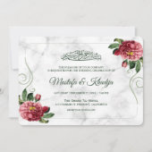 Invitation Élégant marbre rose floral Mariage musulman islami (Devant)