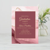 Invitation Élégant marbre rose Or Agate Graduation 5"X7" (Debout devant)