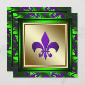 Invitation Elégant Mardi Gras Fleur de Lis Mariage (Devant / Derrière)