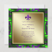 Invitation Elégant Mardi Gras Fleur de Lis Mariage (Dos)
