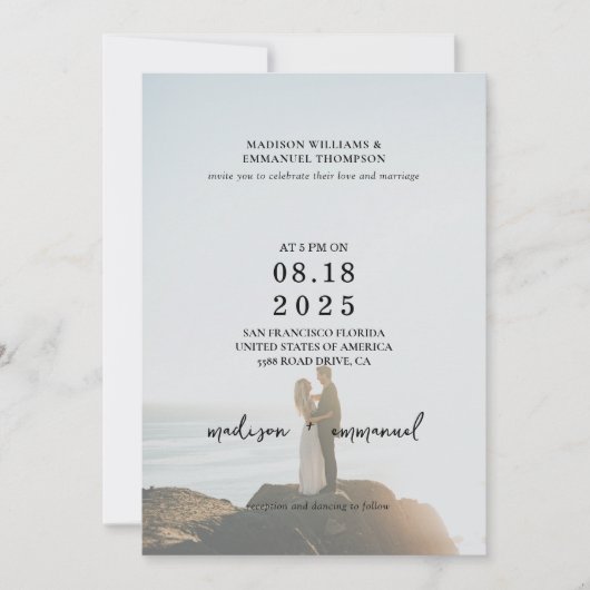 Invitation Élégant Mariage 2 Vellum Photo Overlay (Devant)