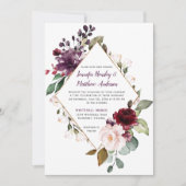 Invitation Élégant Mariage à charpente violet et rouge (Devant)