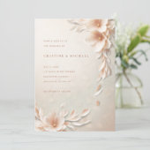 Invitation Élégant mariage à fleurs 3d (Debout devant)